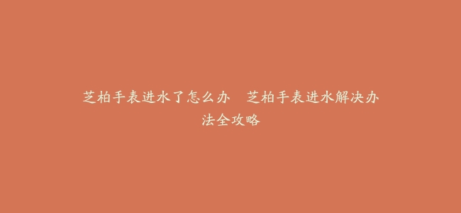 芝柏手表进水了怎么办–芝柏手表进水解决办法全攻略