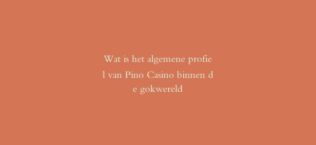 Wat is het algemene profiel van Pino Casino binnen de gokwereld