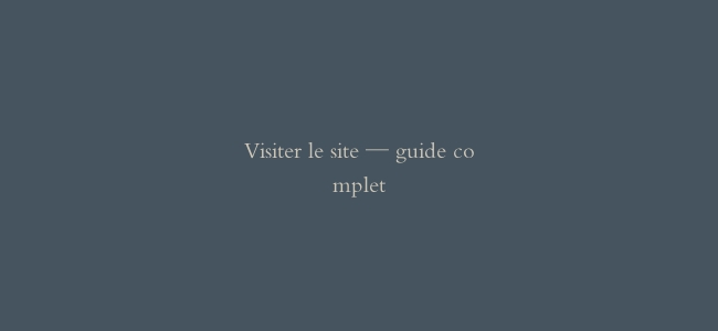Visiter le site — guide complet