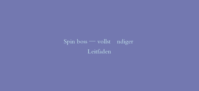 Spin boss — vollständiger Leitfaden