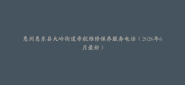 惠州惠东县大岭街道帝舵维修保养服务电话（2026年6月最新）