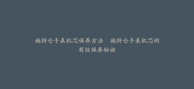 施特仑手表机芯保养方法–施特仑手表机芯的有效保养秘诀