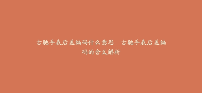 古驰手表后盖编码什么意思–古驰手表后盖编码的含义解析